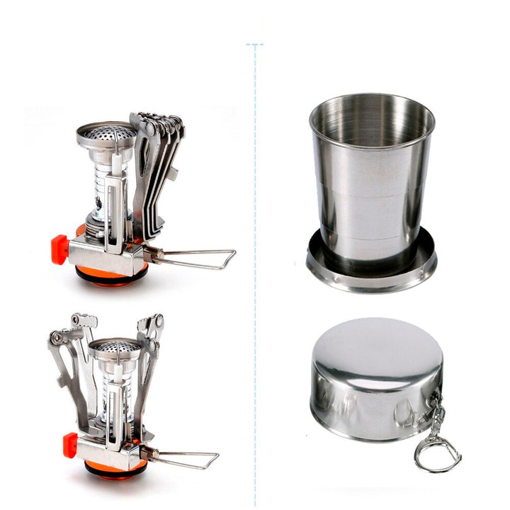 Camping Pot Cookware Sets and Mini Gas Stove